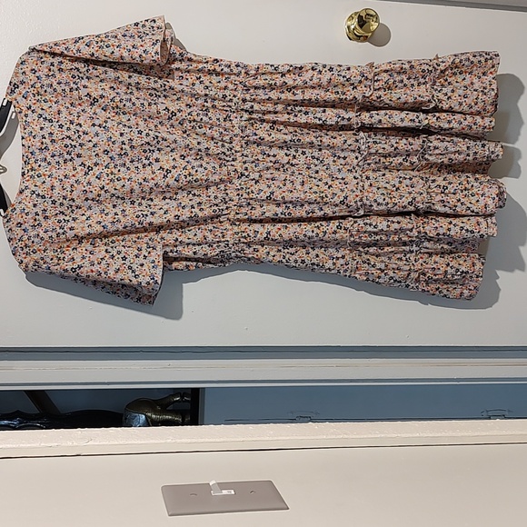 Ladies Blue/Pink Floral Dress with Flutter Sleeves Size 2x - Picture 2 of 11